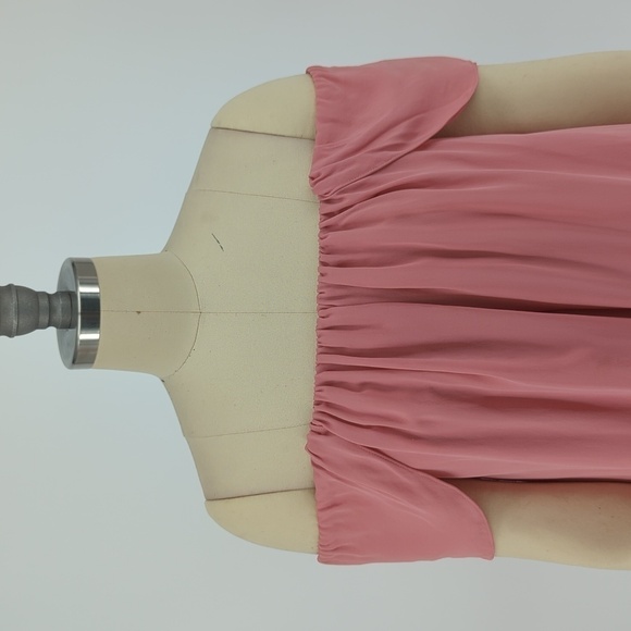 Rebecca Minkoff Off Shoulder Silk Blouse Pink S bohemian preppy summer coquette - Picture 3 of 8